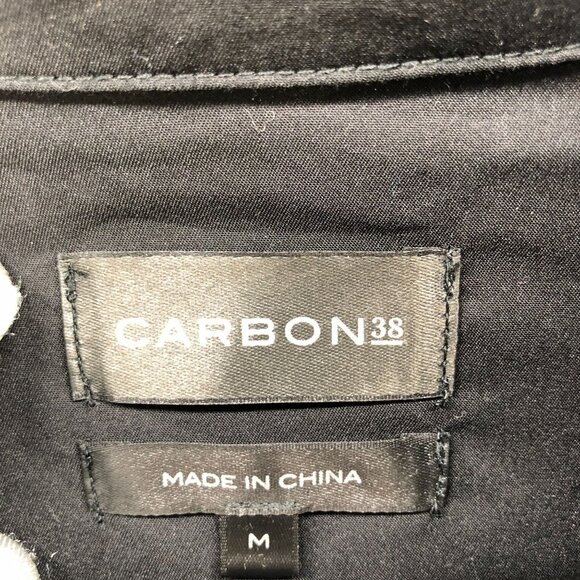 Carbon 38 Oversized Button Up Shirt Womens M Black Long Sleeve Stretch Cotton - Picture 5 of 11